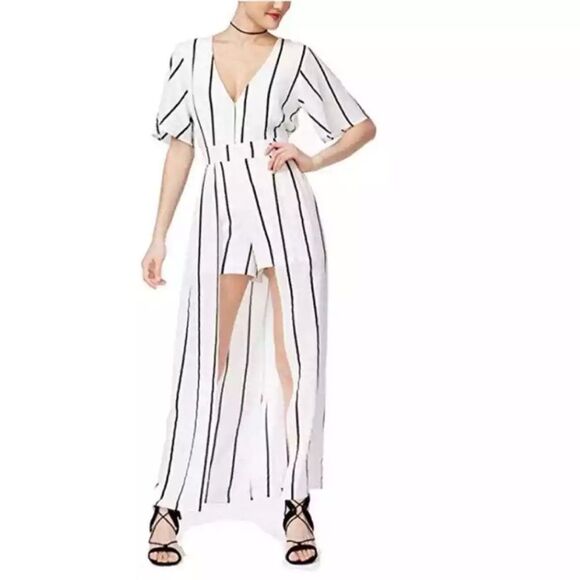 Crystal Doll junior's white and black striped romper size 3 - Picture 3 of 13